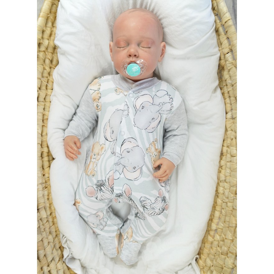 Pajac pajacyk bawełniany szary zoo safari wzór 423