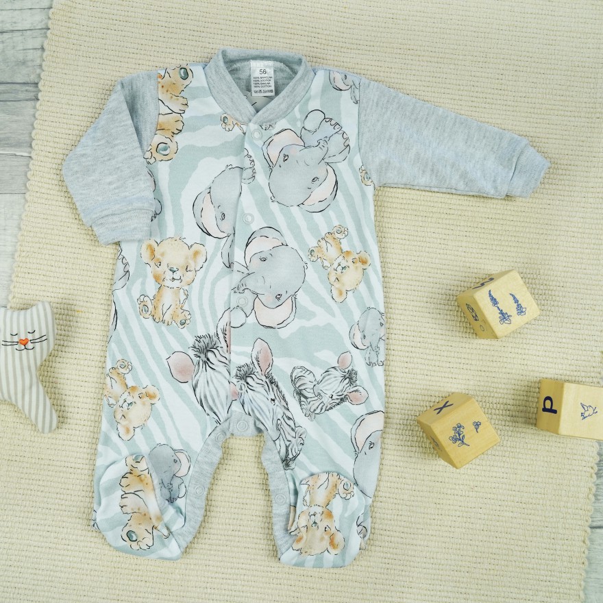 WCZEŚNIAK pajac pajacyk szary zoo safari wzór 423