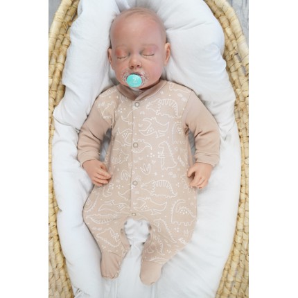 WCZEŚNIAK pajac pajacyk beżowy dino wzór 421b