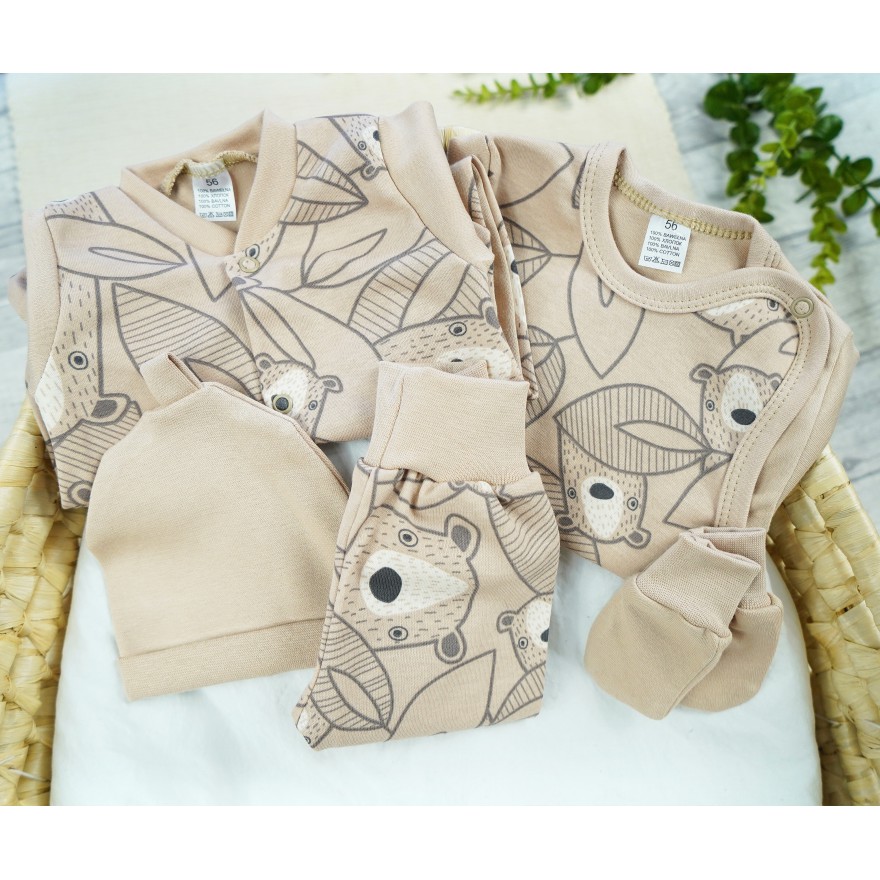 WYPRAWKA dla wcześniaka do szpitala 5 części beżowa misie 339b