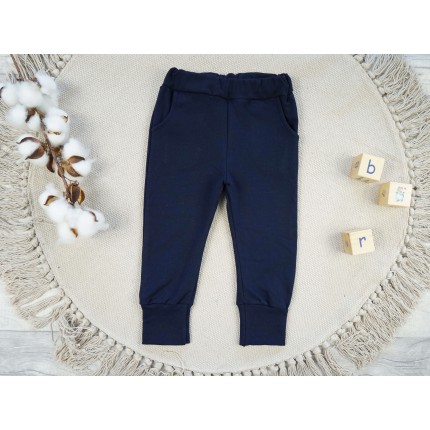 Granatowe spodnie DRESOWE NA MESZKU, miękkie, dla wrażliwców