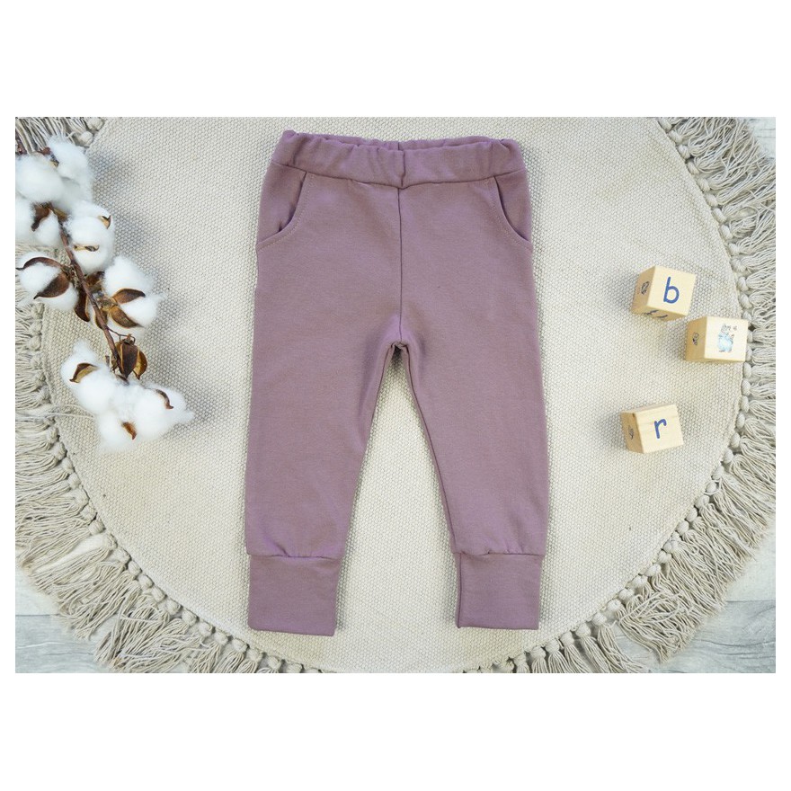 Lila spodnie DRESOWE NA MESZKU, miękkie, dla wrażliwców