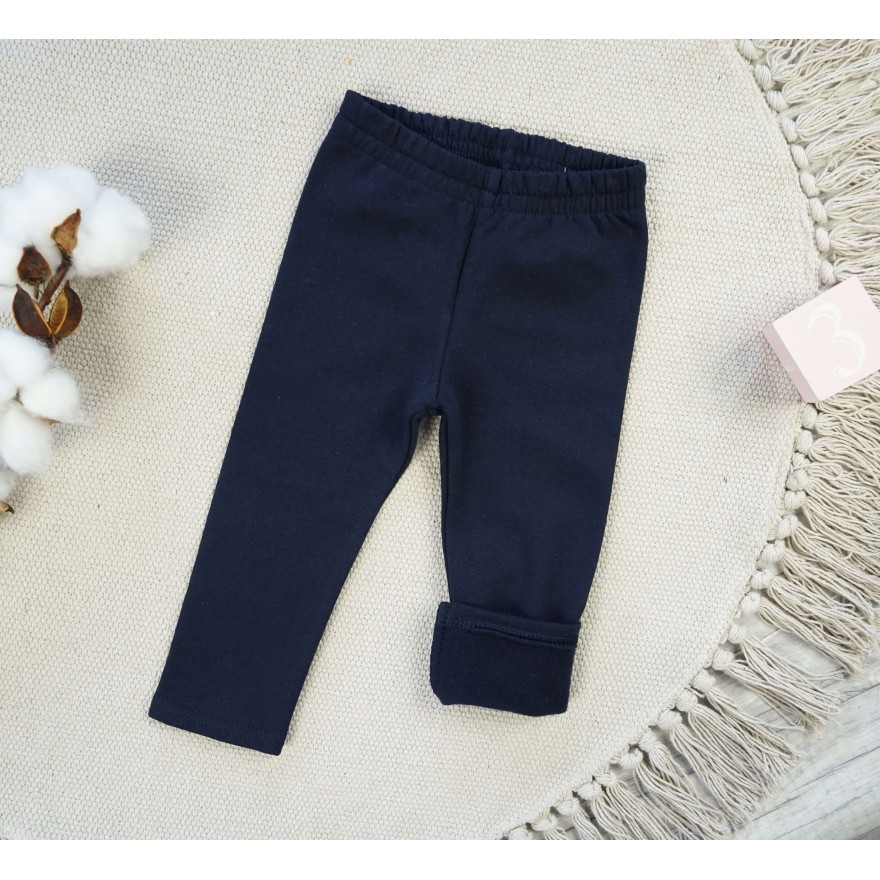 Granatowe LEGGINSY GETRY ocieplane na meszku