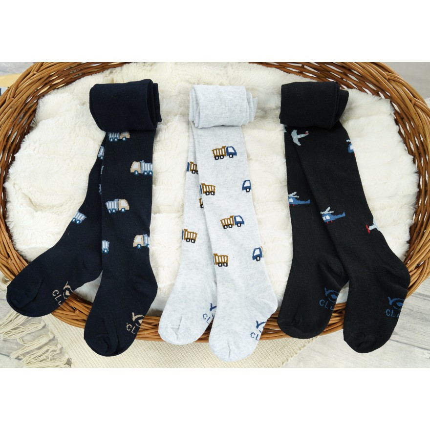 3pak RAJSTOPY bawełniane w samoloty i wywrotki dla chłopca