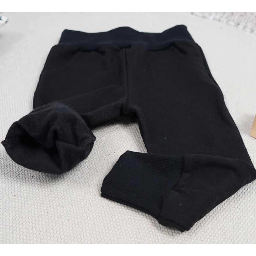 Czarne spodnie OCIEPLANE na meszku z wyciąganą gumką neon