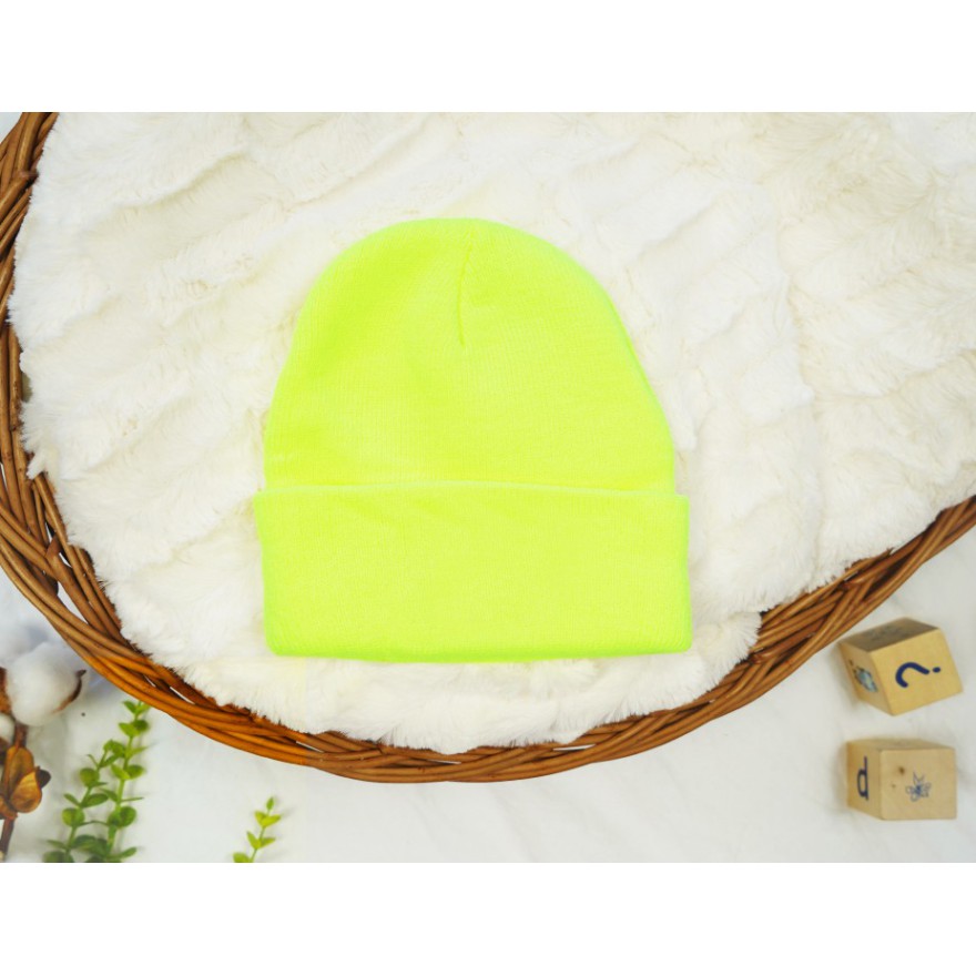 Żółta CZAPKA dziecięca gładka NEON