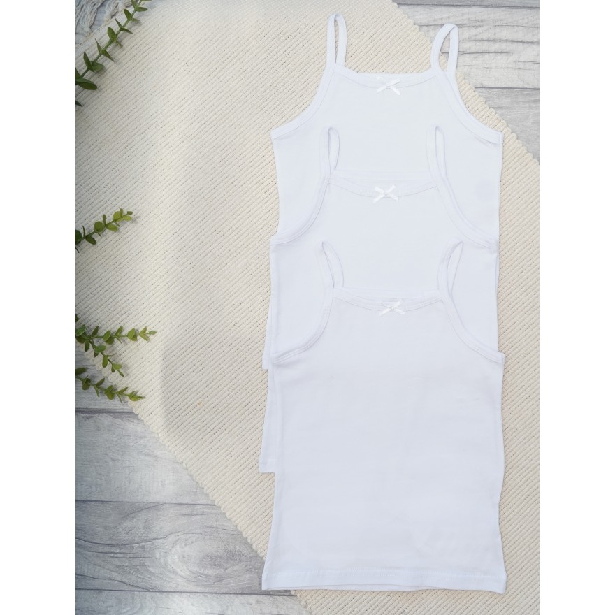 3pak biała podkoszulka dziewczęca z kokardką cienkie ramiączka komunia