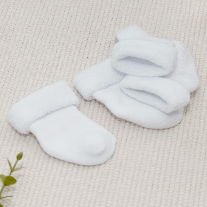 3PAK białe skarpetki niemowlęce FROTTE bezuciskowe ciepłe bawełniane