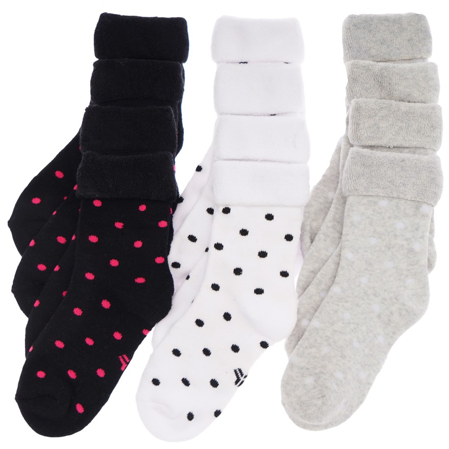6 PAK SKARPETKI frotte skarpety dziewczęce bezuciskowe ciepłe w kropki