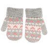 Szare RĘKAWICZKI 1P ciepłe podwijane różowe serca 15cm r. 116-122wzór 014