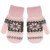Różowe RĘKAWICZKI 1P ciepłe śnieżka z szarym 15cm r. 116-122 wzór 016