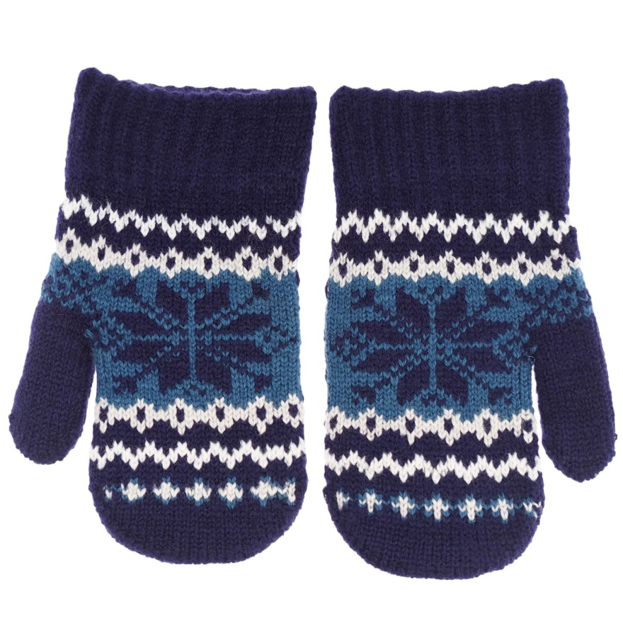 Granatowe RĘKAWICZKI 1P ciepłe śnieżka 15cm r. 116-122 wzór 018