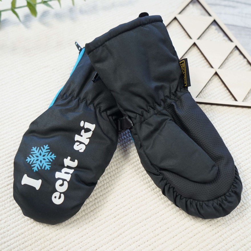Czarne rękawiczki na śnieg narty 1P r.98-116 jednopalczaste echt SKI