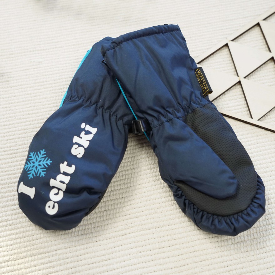 Granatowe rękawiczki na śnieg narty 1P r.98-116 jednopalczaste echt SKI