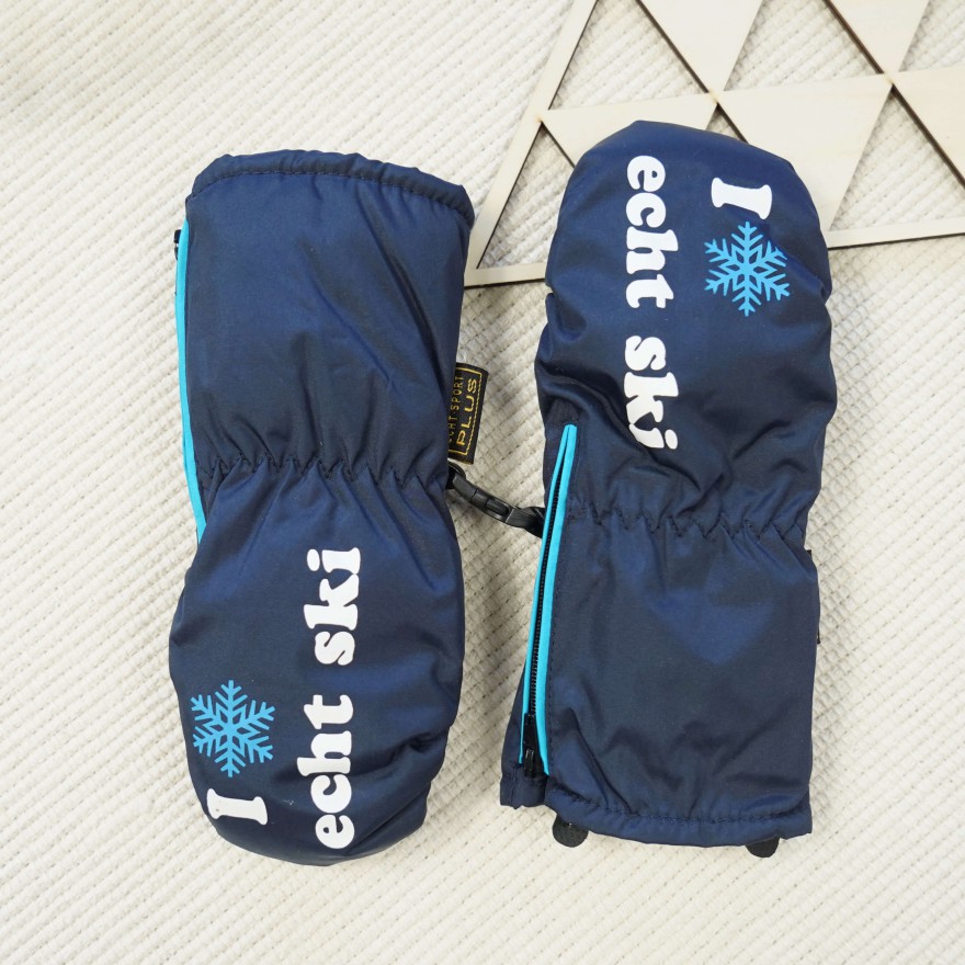 Granatowe rękawiczki na śnieg narty 1P r.98-116 jednopalczaste echt SKI