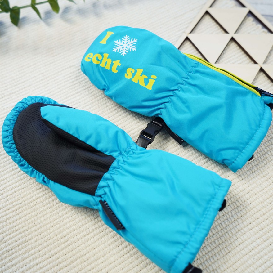 Turkusowe rękawiczki na śnieg narty 1P r.98-116 jednopalczaste echt SKI