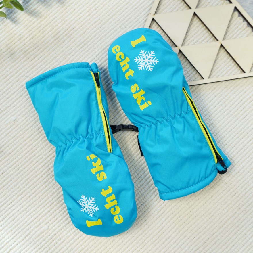 Turkusowe rękawiczki na śnieg narty 1P r.98-116 jednopalczaste echt SKI