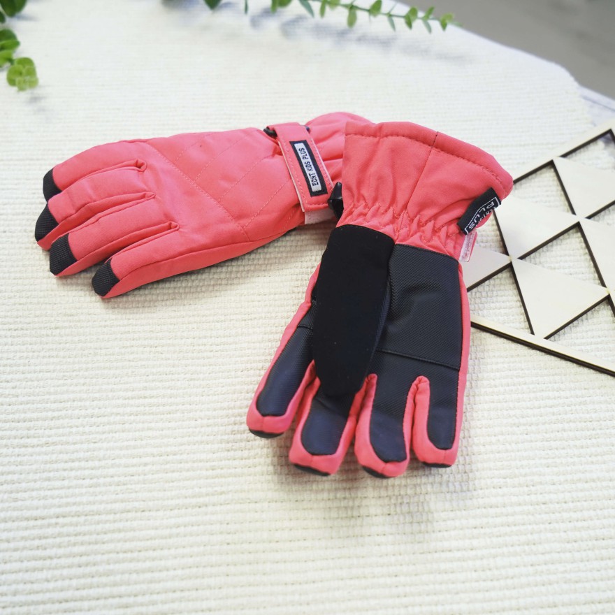 Malinowe rękawiczki narciarskie 5P r.110-140 pięciopalczaste echt kids