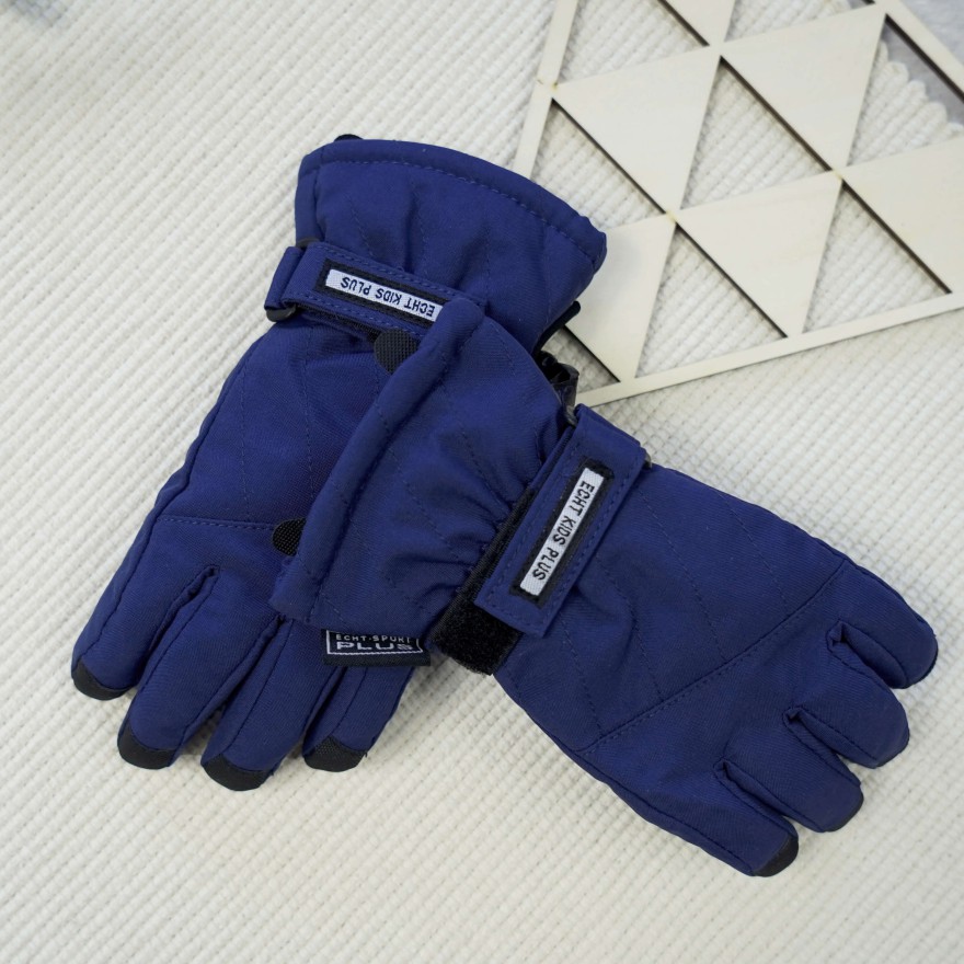 Granatowe rękawiczki narciarskie 5P r.110-140 pięciopalczaste echt kids