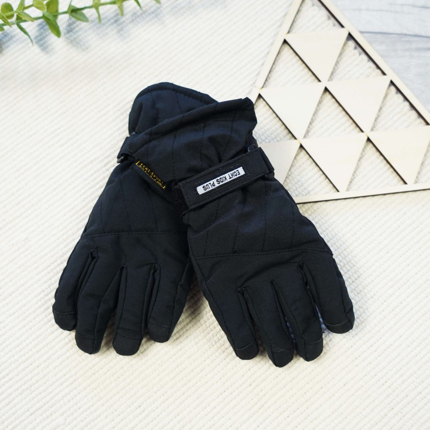 Czarne rękawiczki narciarskie 5P r.110-140 pięciopalczaste echt kids