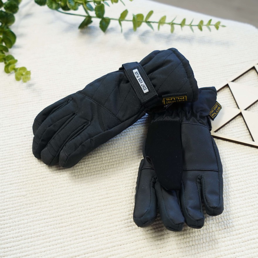 Czarne rękawiczki narciarskie 5P r.110-140 pięciopalczaste echt kids