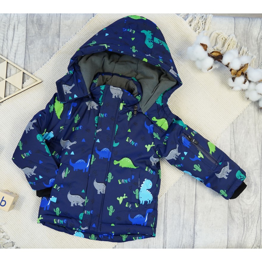 ZIMOWY KOMBINEZON dwuczęściowy GRANATOWY w dino i kaktusy kurtka + spodnie