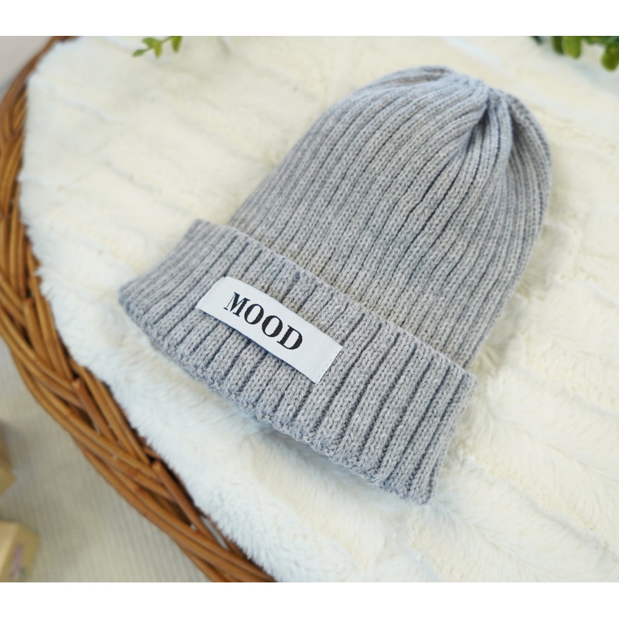 Szara CZAPKA dziecięca podwijana MOOD