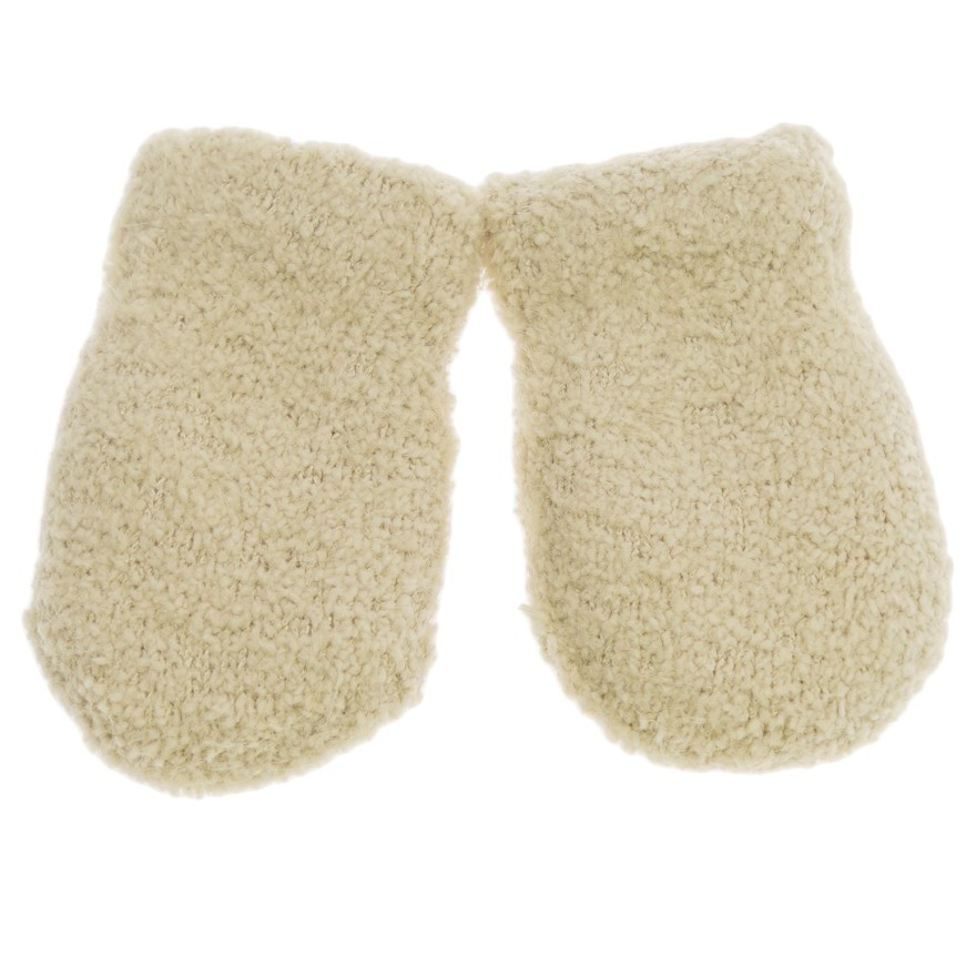 Beżowe RĘKAWICZKI ŁAPKI OCIEPLANE na futerku 10cm