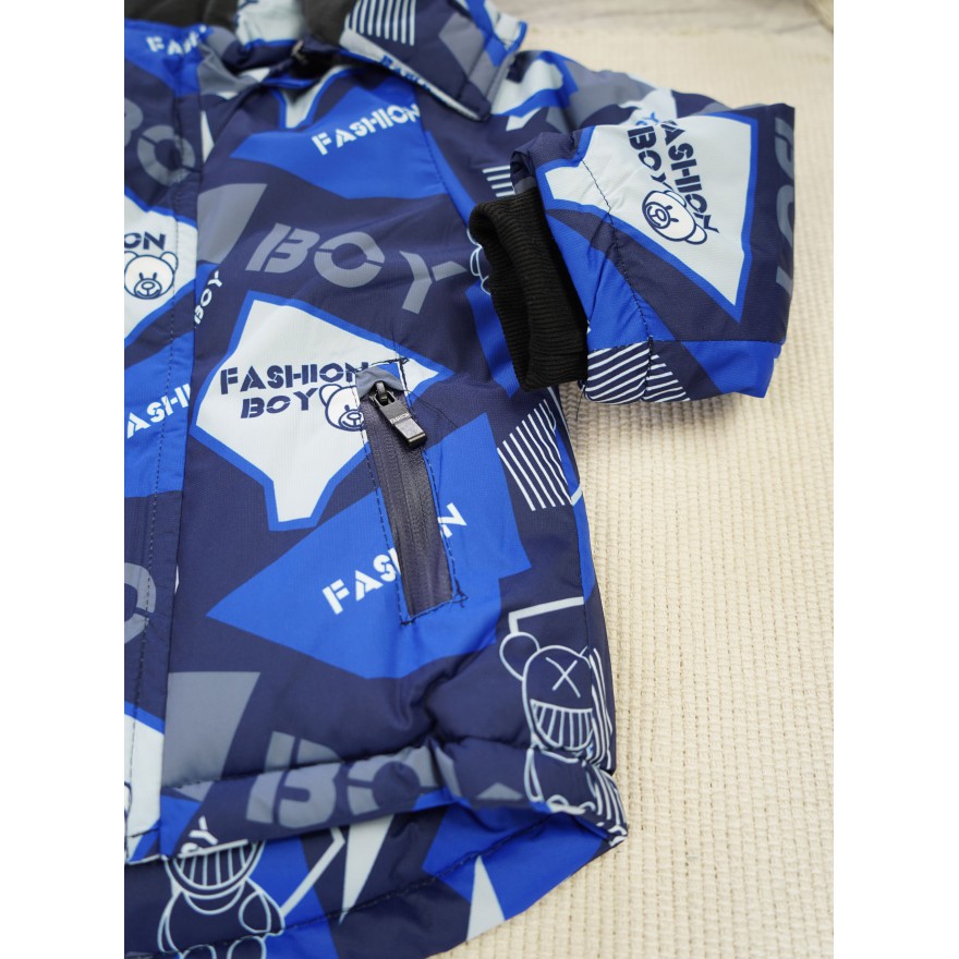 ZIMOWY KOMBINEZON dwuczęściowy granatowy z niebieskim fashion boy kurtka + spodnie