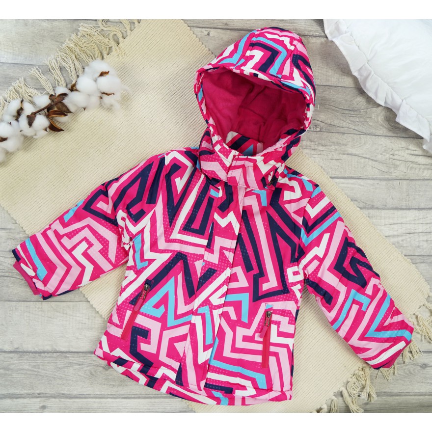 ZIMOWY KOMBINEZON dwuczęściowy amarant w linie z błekitem kurtka + spodnie