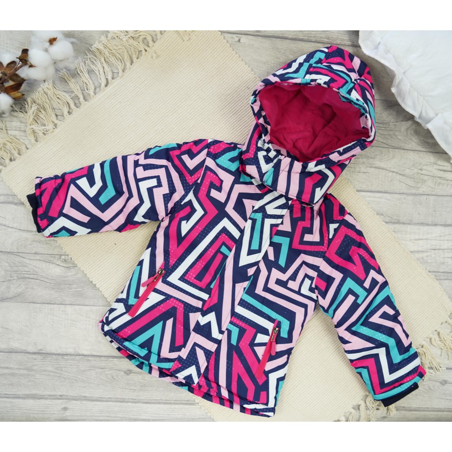 ZIMOWY KOMBINEZON dwuczęściowy granat w linie z turkusem kurtka + spodnie