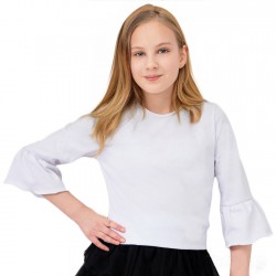 Biała BLUZKA IGA z falbanką przy rękawach koszulka dziewczęca szkoła święta