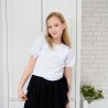 Biała BLUZKA POLA z falbanką na dekolcie koszulka dziewczęca szkoła