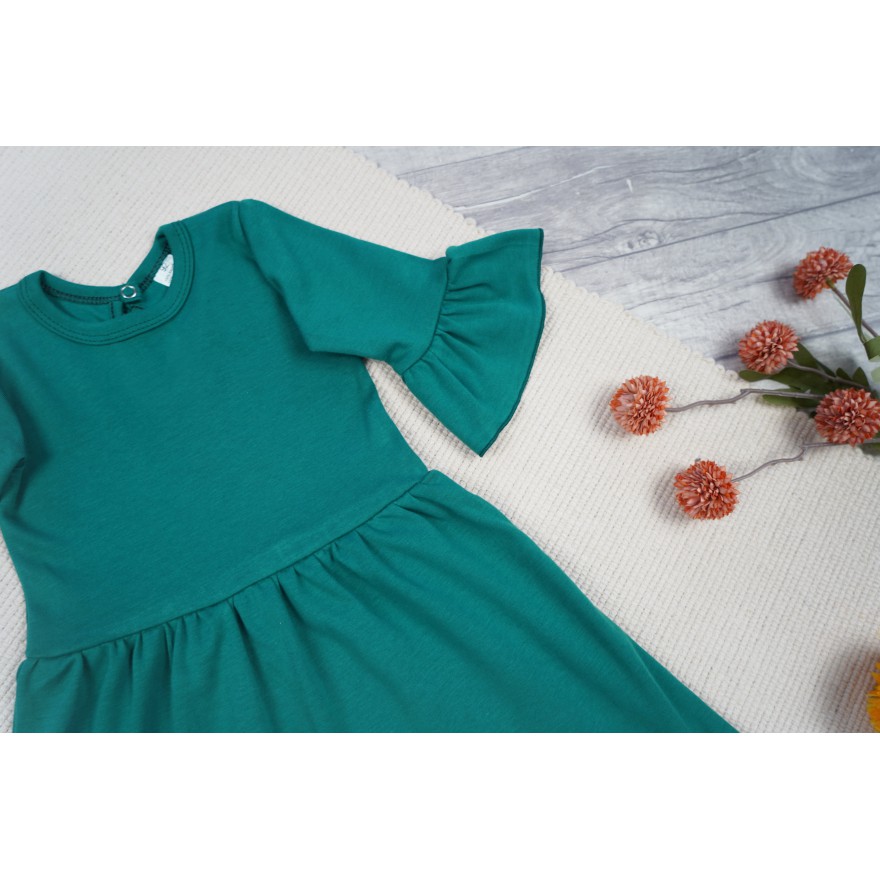 Butelkowa SUKIENKA IGA z falbanką przy rękawach wesele święta