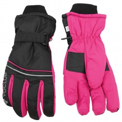 Czarno- różowe rękawiczki narciarskie 5P Yoclub logo r.170