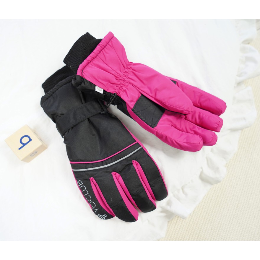 Czarno- różowe rękawiczki narciarskie 5P Yoclub logo r.170