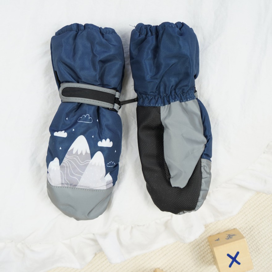 Grafitowo- szare rękawiczki narciarskie 1P CHMURY GÓRY r.122-134