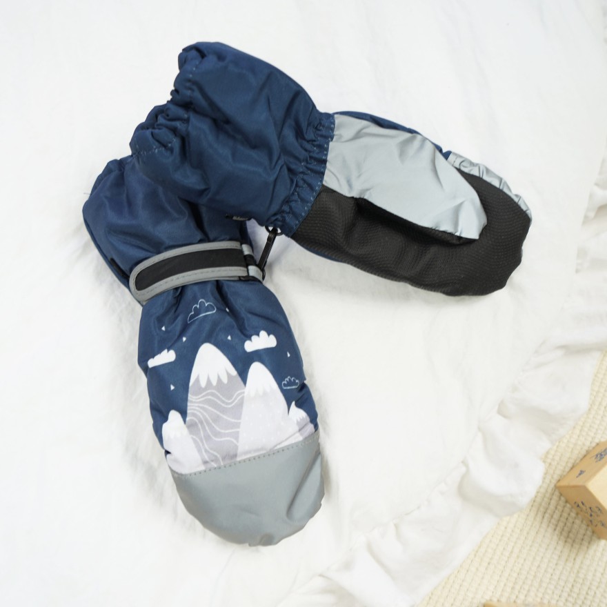 Grafitowo- szare rękawiczki narciarskie 1P CHMURY GÓRY r.122-134