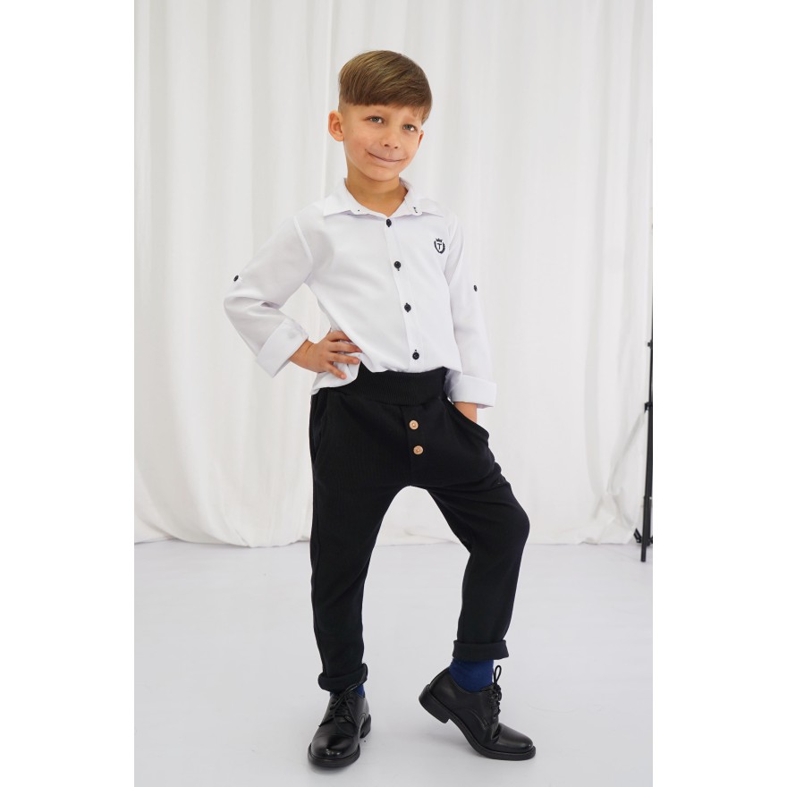 Czarne eleganckie spodnie wizytowe z wyciąganą gumką prążek slim komunia szkoła