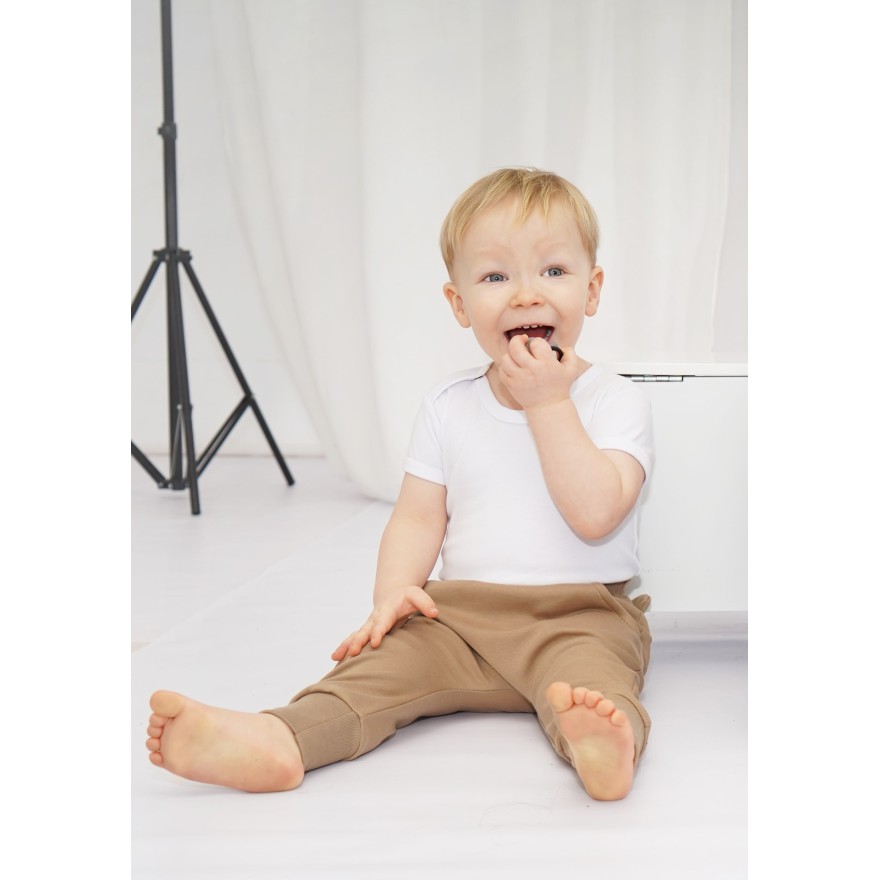 Ciemny beż SPODNIE bawełniane MIŚ 2 do nauki samodzielności z wyciąganą gumką