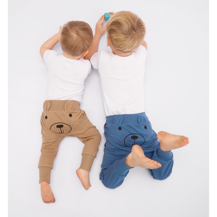 Granatowy jeans SPODNIE bawełniane MIŚ 2 do nauki samodzielności z wyciąganą gumką