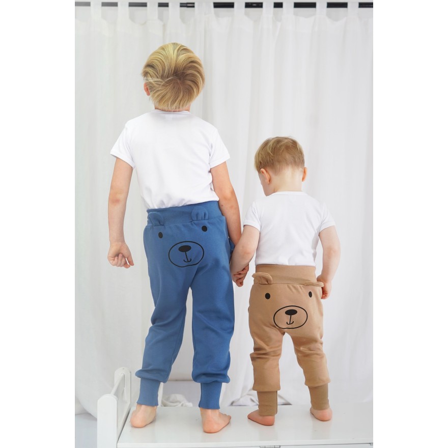 Granatowy jeans SPODNIE bawełniane MIŚ 2 do nauki samodzielności z wyciąganą gumką