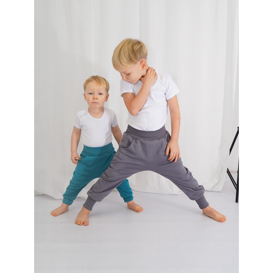 Grafitowe spodnie LISEK do nauki samodzielności z wyciąganą gumką