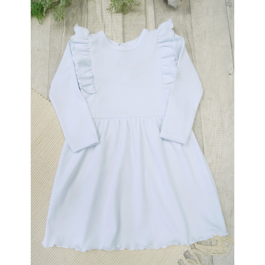 Biała SUKIENKA gładka z falbanką długi rękaw komunia jasełka święta