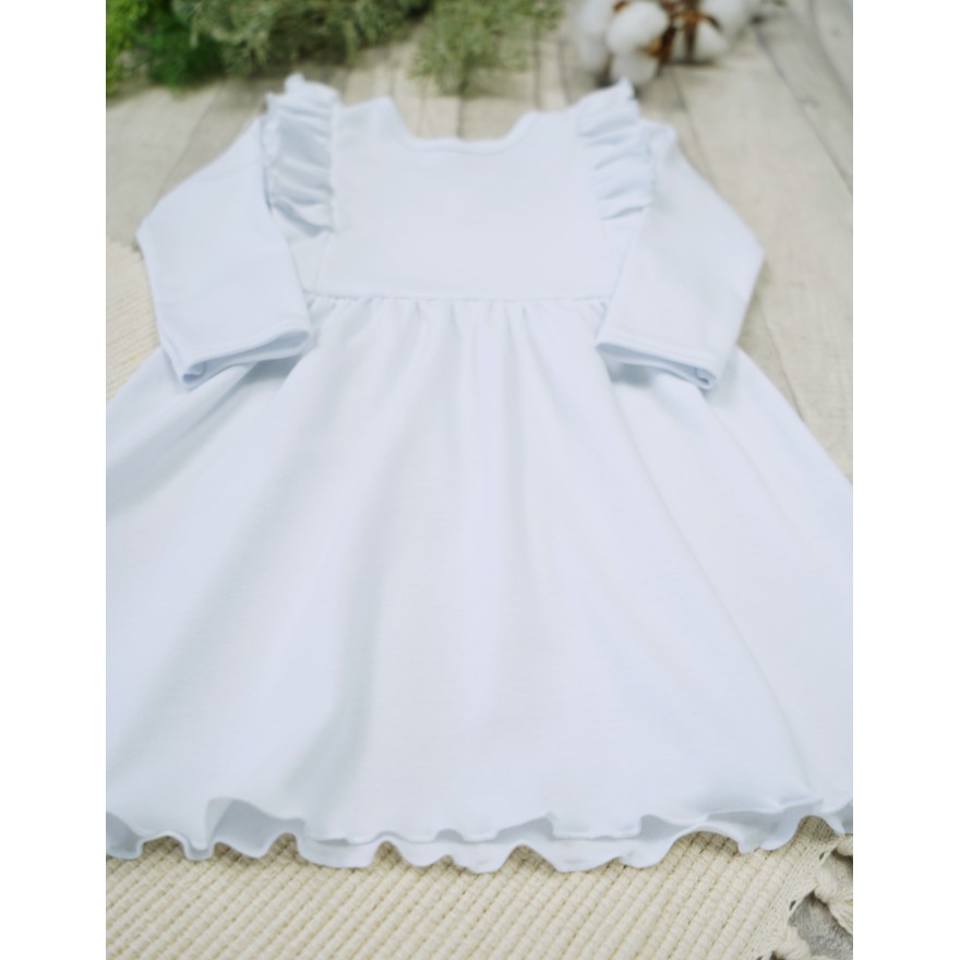 Biała SUKIENKA gładka z falbanką długi rękaw komunia jasełka święta