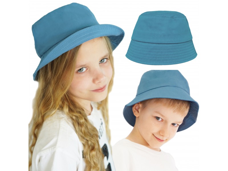 Ciemny niebieski KAPELUSZ BUCKET HAT gładka czapka z daszkiem lato bawełna