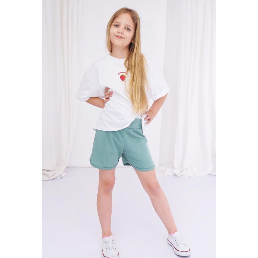 Szałwia krótkie spodenki z lamówką SZORTY LATO z wyciągana gumką bezuciskowe