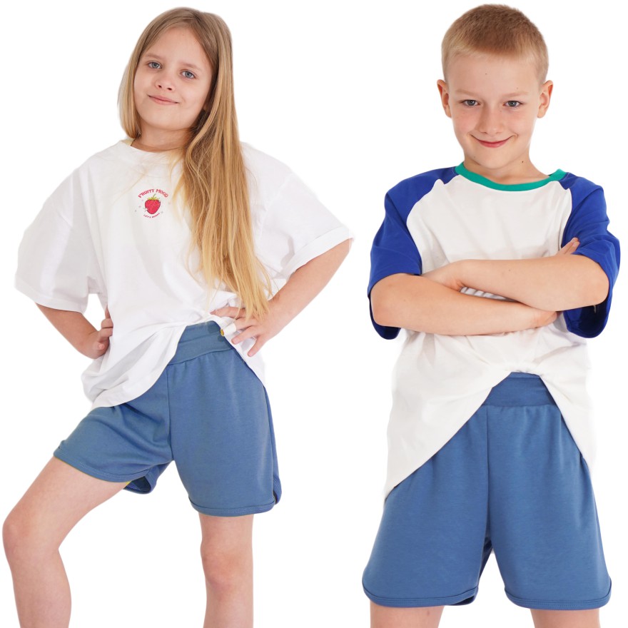 Granat jeansowy krótkie spodenki z lamówką SZORTY LATO z wyciągana gumką bezuciskowe