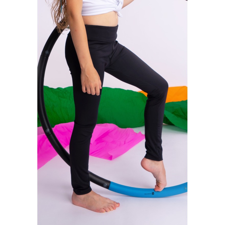 Czarne LEGGINSY SPORTOWE getry dziecięce długie elastyczne termo