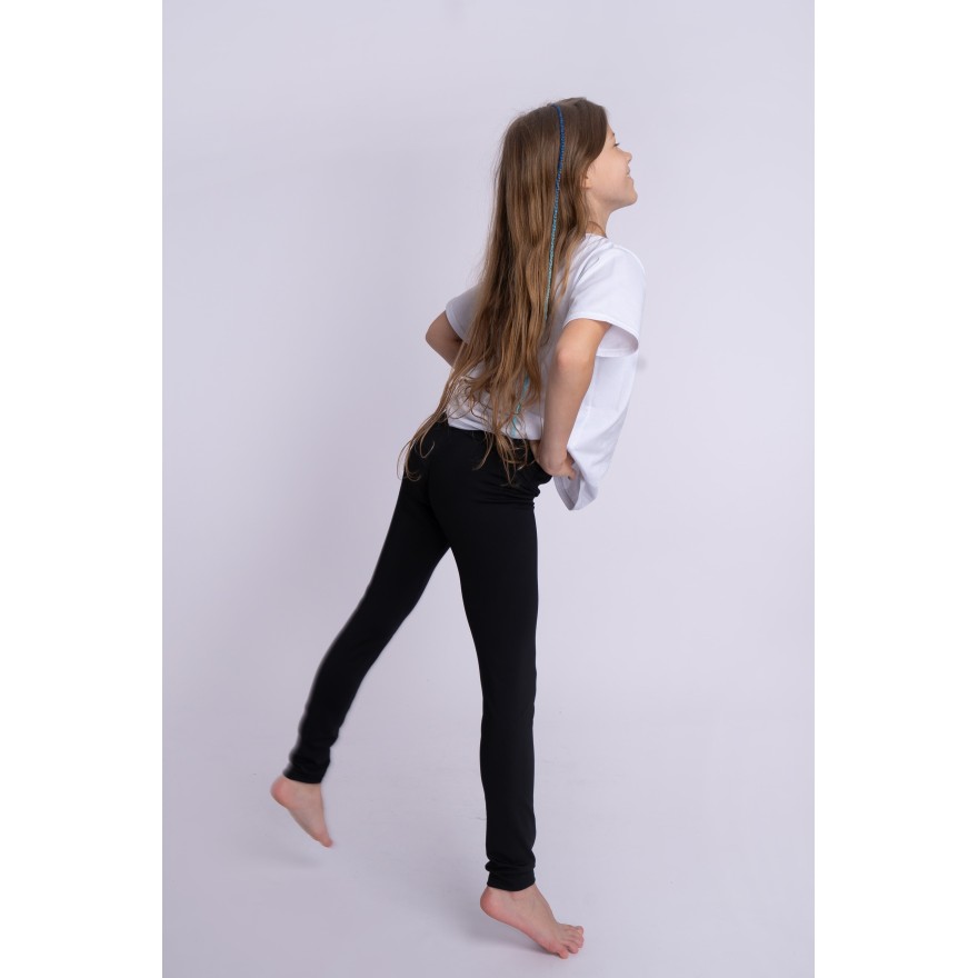 Czarne LEGGINSY SPORTOWE getry dziecięce długie elastyczne termo